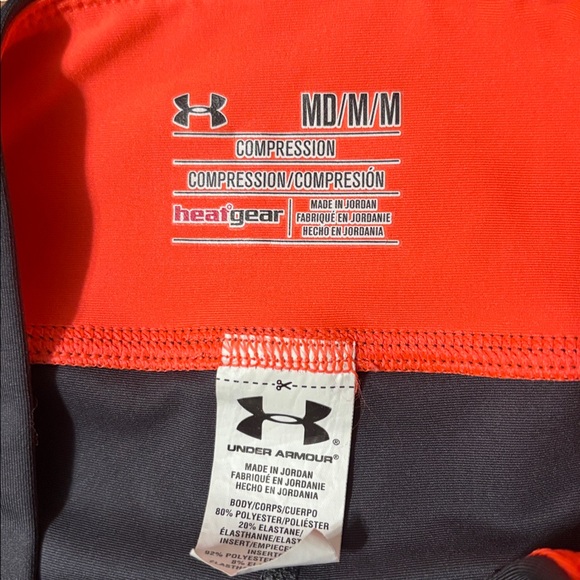 Under Armour Heatgear Dark Gray and Bright Orange Cropped Leggings - Picture 4 of 4